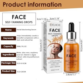 Gouttes Autobronzantes, The Face Sérum de Bronzage, Concentré Autobronzant Visage et Corps, Ajoutez des gouttes de bronzage à