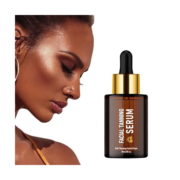 Sérum Bronzant Visage, Face Autobronzant Liquide Concentré À Mélanger À Votre Hydratant, Bronzage Naturel Homogène pour un Br