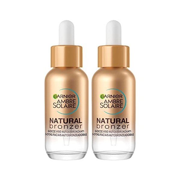 Garnier Ambre Solaire Bronzeur Naturel Gouttes Visage Autobronzantes avec Actif Bronzant dOrigine Végétale Formule Vegan San