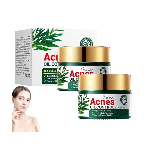 Creme Acne Visage, Crème Éclaircissante Anti-Acné Visage, Soin Hydratant Visage, Soin Visage Femme & Homme, Aide à éLiminer L