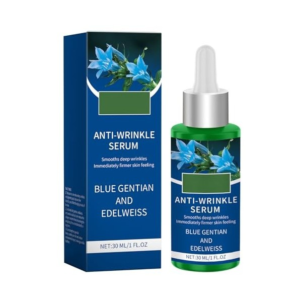 OUHOE Sérum Visage Bio, Sérum Visage Contouring, Soin de Jour Raffermissant Bio Gentiane Bleue & Edelweiss, Sérum Visage Hydr