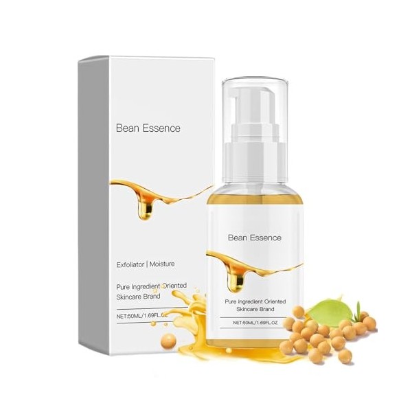 Allony Bean Essence, Serum Visage Riche en Protéines de Soja, Acide Hyaluronique Serum Visage, 50ML Serum Hydratant Visage, K