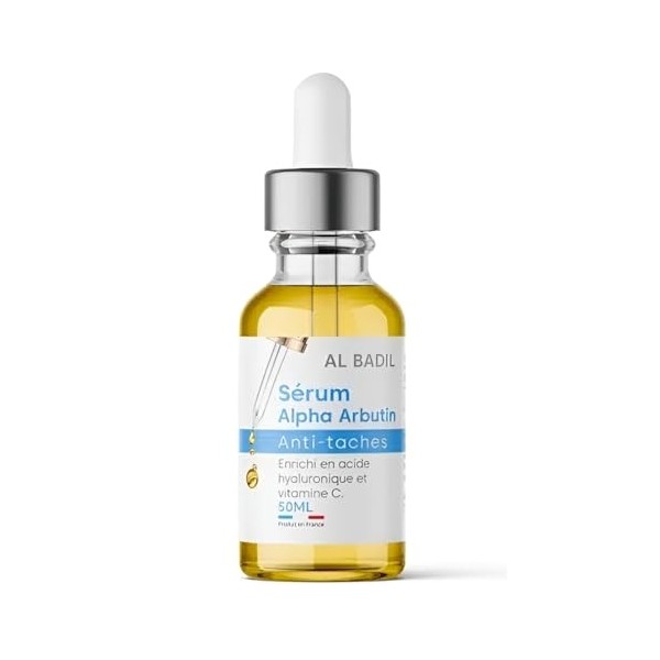 Sérum Alpha Arbutin Anti-taches, elimine tache pigmentaires, Enrichi en acide hyaluronique et vitamine C - 50 ml