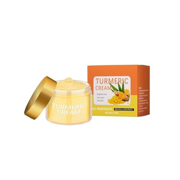 Crème Hydratante A lExtrait de Curcuma, Day&Night Cream, Crème Anti-Âge pour les Taches Brunes, le Teint Irrégulier, Eclairc