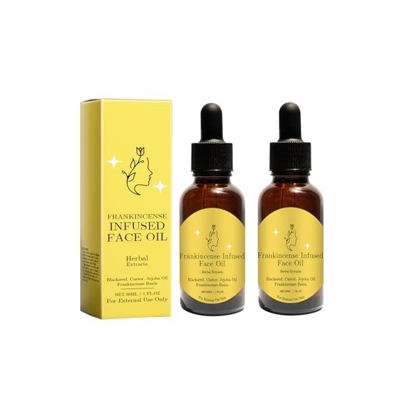 2PCS Frankincense Resin Infused Oil for Face, Organic Black Seed Castor & Jojoba Oils, Castor & Jojoba Oils for Face Anti-Agi