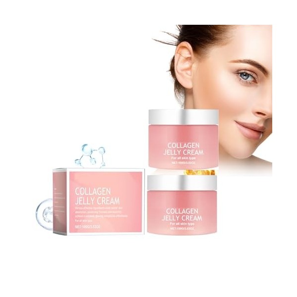 2PCS Collagen Jelly Cream,Korean Face cream,Collagen Cream for Face - Boosts skins barrier hydration，Hydrate et hydrate la p