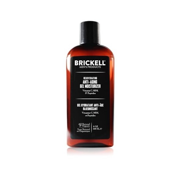 Brickell Mens Gel Hydratant Anti-âge Rajeunissant pour Hommes, Naturel et Biologique, Hydratant à Absorption Rapide, Réduit 