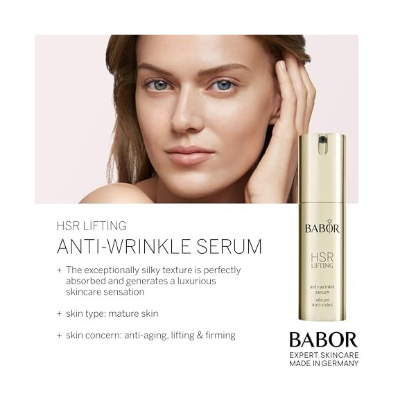 BABOR HSR LIFTING Serum Contre les Rides, Sérum Anti-Âge pour toutes les Peaux, Contre les Rides, avec de lAcide Hyaluroniqu