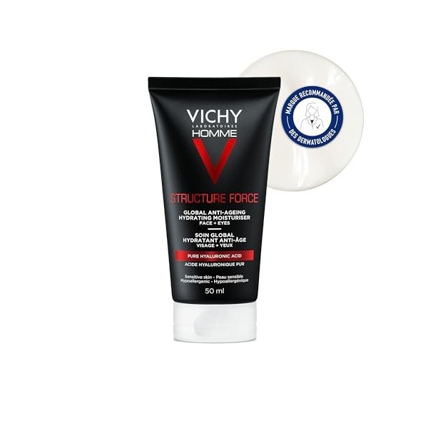 Vichy Homme, Structure Force, Soin Global Anti-Âge, Hydratant, 50 ml