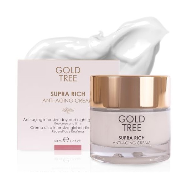 GOLD TREE Crème Hydratante Visage 50ml pour Femmes avec Collagène et Acide Hyaluronique. Crème Visage Premium pour Femmes. Cr