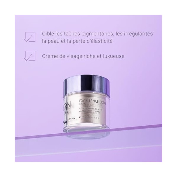 Excellence Code Crème Yonka 50ml - Soin Anti-Âge pour Peaux Matures - Régénère, Raffermit, Lisse et Unifie - Agit sur les Rid