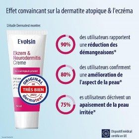 GAGNANT COMPARATIF: Evolsin® Eczéma Crème I SANS CORTISON I Lotion, pommade pour dermatite atopique, peaux irritées, sèches e