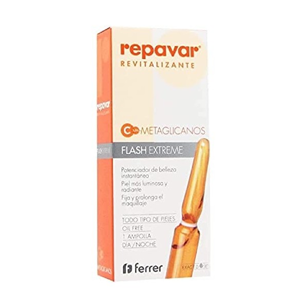 Repavar Revitalisant - Sérum à base de Métaglycanes Flash Extreme - Effet Tenseur Immédiat - à la Vitamine C - Peau Éclatante