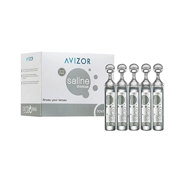 Solution saline Avizor pour tous types de lentilles de contact - 30 ampoules