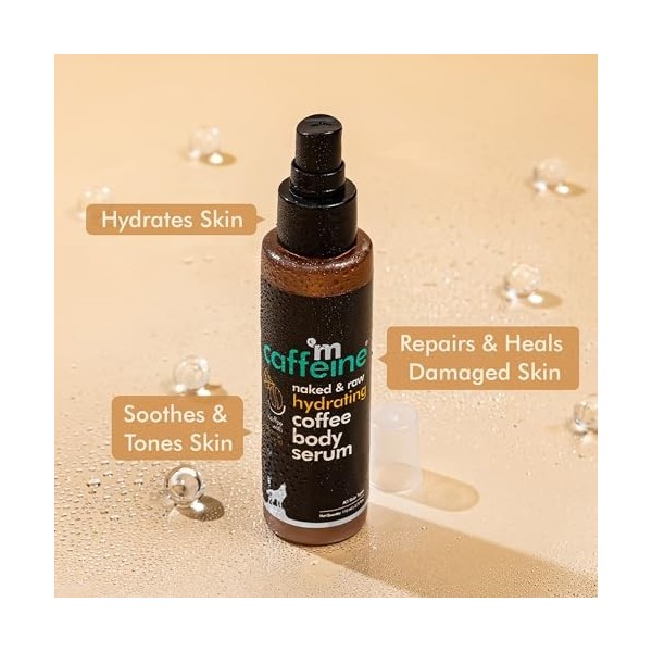 mCaffeine Naked and Raw Hydrating Coffee Body Serum - with Hyaluronic Acid and Nourishing Natural Ingredients - for Dark Spot