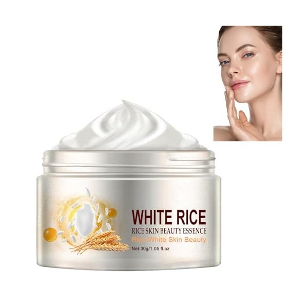 Crème Blanchissante Riz,Riz Crème Anti-âge Visage,Crème Blanchissante pour le Visage,30G Crème Hydratante Riz,Crème Blanchiss