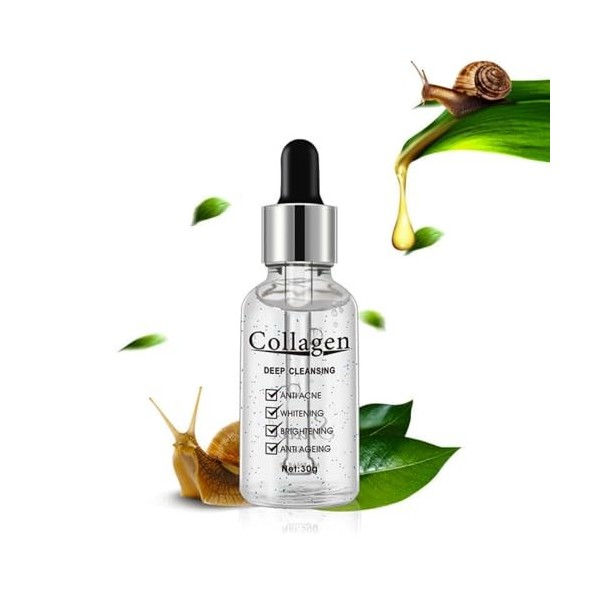 Escargot Collagène Visage Sérum, Serum Visage Hydratant Bave dEscargot,Ingrédients Naturelle Anti-âge, Anti-rides et Anti-ta