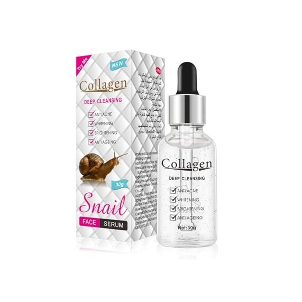 Escargot Collagène Visage Sérum, Serum Visage Hydratant Bave dEscargot,Ingrédients Naturelle Anti-âge, Anti-rides et Anti-ta