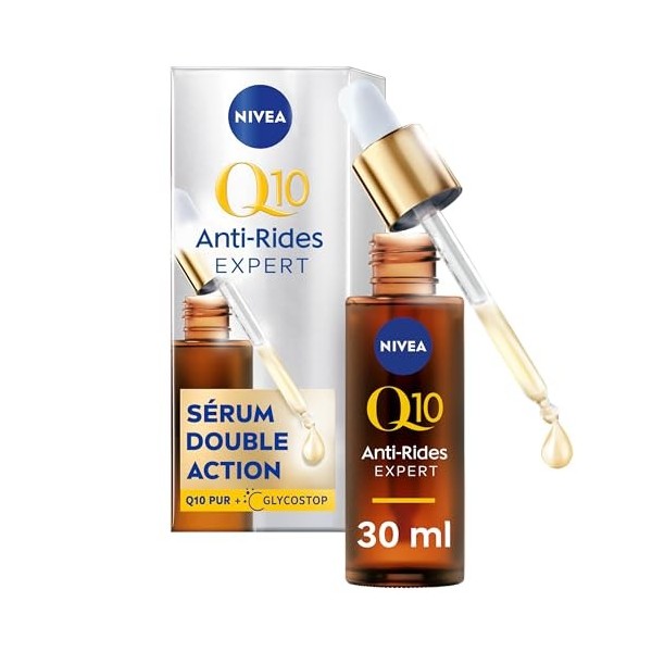 NIVEA Sérum Double Action Q10 anti-rides 1 x 30 ml , Sérum visage anti-âge raffermissant, Soin hydratant visage anti-glycati