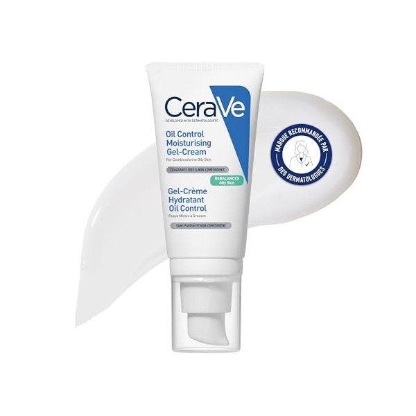 CeraVe - Gel-Crème Hydratant Visage Oil Control - Hydrate en Continu, Restaure la Barrière Cutanée, Apaise - 3 Céramides Esse