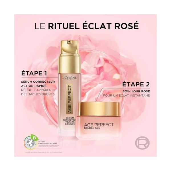 LOréal Paris Sérum anti-âge, soin hydratant contre les taches de vieillesse et les taches pigmentaires, fluide raffermissant