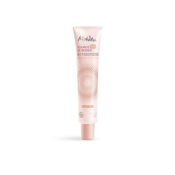 Melvita - BB crème Source de Roses teinte claire - 100% pigments naturels - Certifiée bio - Sans silicone - Couvrance naturel