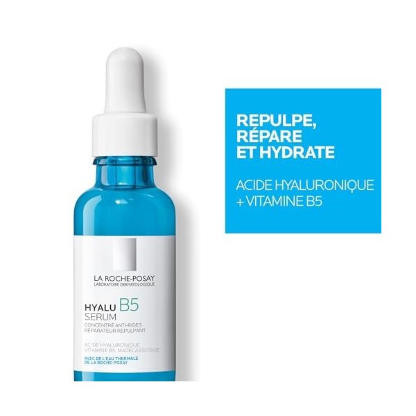 La Roche-Posay, Hyalu B5, Sérum Concentré Anti-Rides, Répare & Repulpe, Enrichi en Acide Hyaluronique, Vitamine B5 & Madecass