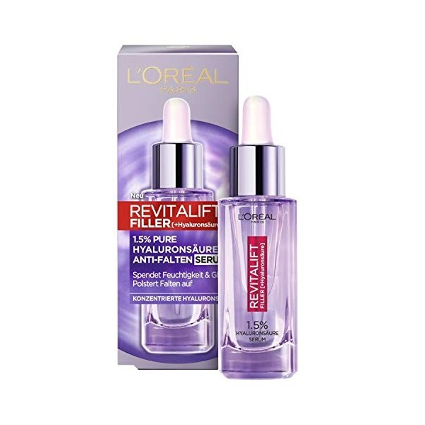 LOréal Paris Sérum hyaluronique Revitalift Filler - Soin du visage anti-âge - Anti-rides - Avec 1,5% dacide hyaluronique pu