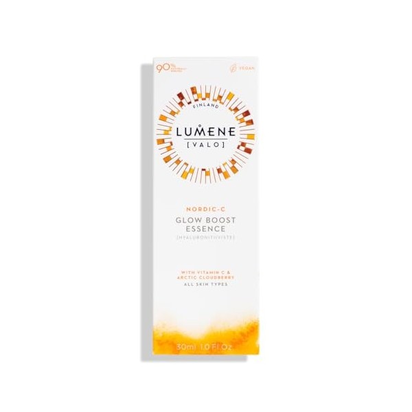 Lumene Nordic-C [Valo] Glow Boost Essence Sérum pour le visage, Sérum Glow Up à la vitamine C avec acide hyaluronique et anti