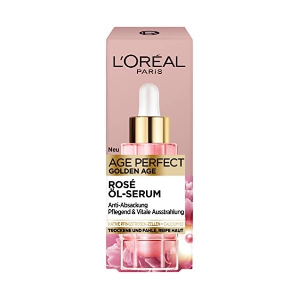 LOréal Paris Sérum à lhuile revitalisante - Soin du visage anti-âge riche et très efficace - Pour peaux matures - Age Perfe