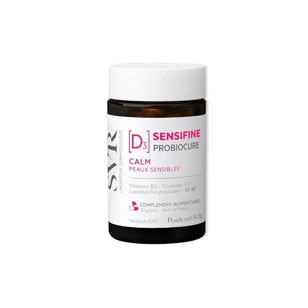 SVR - Probiocure Sensifine - Soin intensif Pour Peaux Sensibles - Vitamine B3 et D3 - Sans Gluten - 30 Gélules