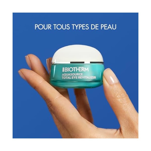 Biotherm, Aquasource Total Eye Revitalizer, Gel Yeux Effet Froid, Hydratation & Éclat, Enrichi en Caféine & Vitamine C, Tous 