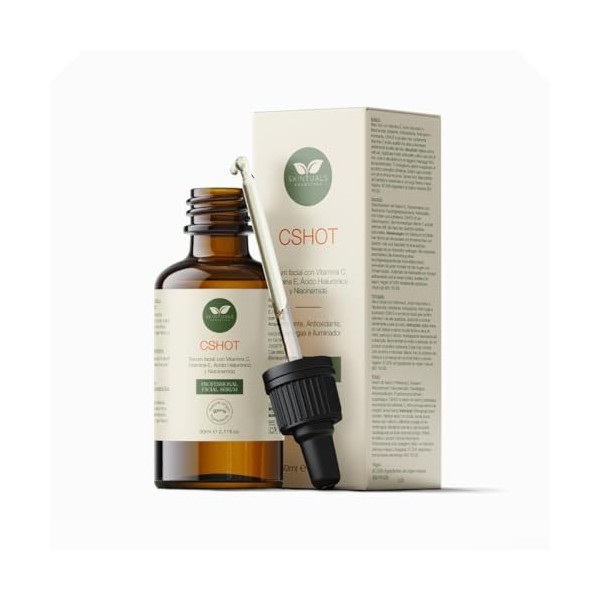 Sérum Visage aux Vitamines C et E, Acide Hyaluronique, Niacinamide et Aloe Vera 60 ml - Hydratation Intense, Antioxydant, Ant