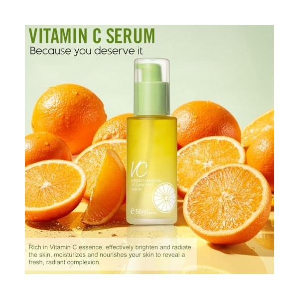 Sérum à la vitamine C pour le visage - Sérum à la vitamine C pour les taches brunes - Hydratant et délicat - Sérum pour le vi