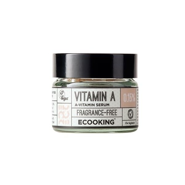 Ecooking Sérum vitamine A 0,15 % avec rétinol - Augmente le collagène, équilibre le teint de la peau, réduit lhyperpigmentat