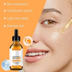 Tkekruh 3PC Sérum Vitamine C 60ml, Sérum Acide Hyaluronique pour Lignes Fines Anti-Rides et Anti-âge Sérum le Visage, Anti-âg