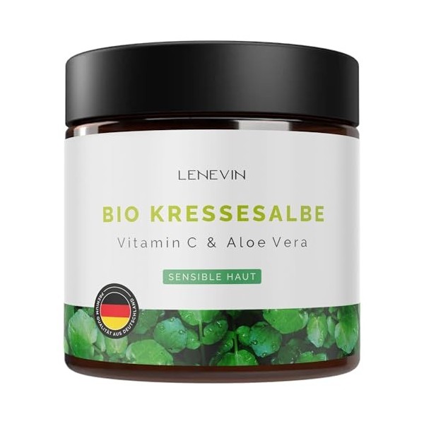 Lenevin BIO Pommade de Cresson pour Taches - Cosmétique Naturelle pour Peau Sensible - Crème Pigmentaire avec Aloe Vera, Vita