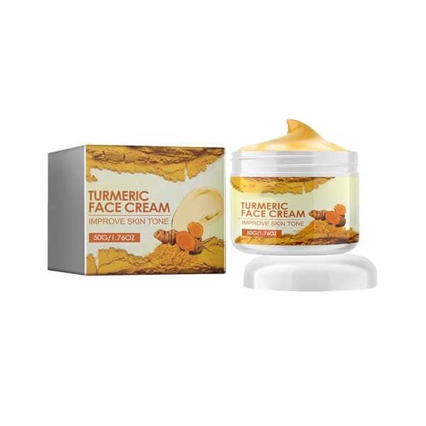 Curcuma Hydratation Anti-âge,Crème Hydratante au Curcuma,Crème au Curcuma pour le Visage,Crème Éclaircissante Visage Curcuma,