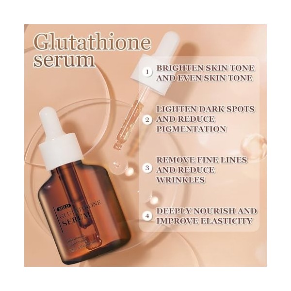 Allony Glutathion Serum Visage, 2PCS Serum Hydratant Visage, Sérum à la Niacinamide et aux Vitamine C, Glutathione Blanchir P