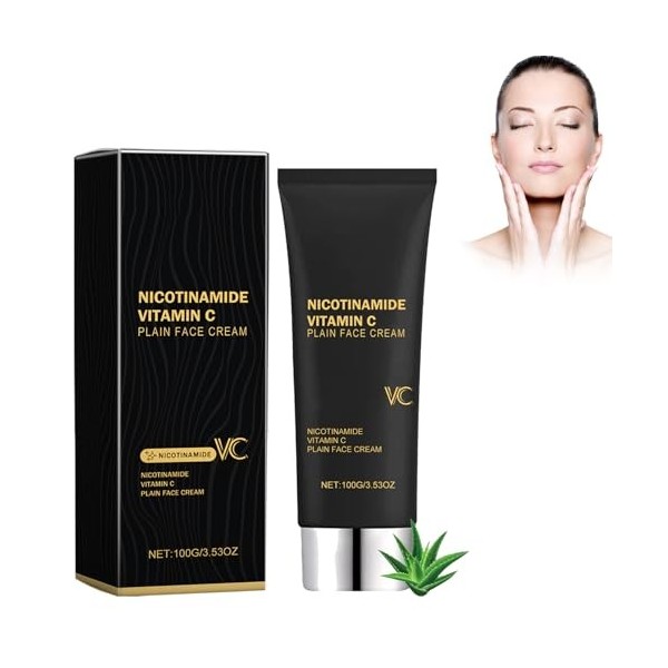 Niacinamide Vitamine C Crème pour la Peau en Tube Noir, Crème Tonifiante à la Vitamine C, Multifunctional Smooth Hydrating Ni