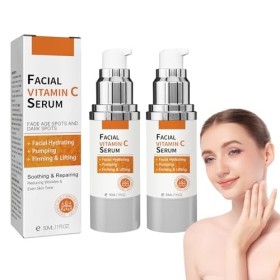 Dyceittdia 2pcs Vitamine C Essence, Vitamine C Essence Anti-âge et Blanchissante, Essence Vitamine C Niacinamide, Réduire les
