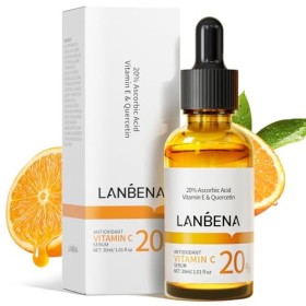 LANBENA Sérum de 20% Vitamine C pour le visage-30ml/1oz, éclaircit le teint, élimine les taches sombres et réduit les rides. 