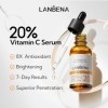 LANBENA Sérum de 20% Vitamine C pour le visage-30ml/1oz, éclaircit le teint, élimine les taches sombres et réduit les rides. 