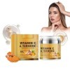 Pemarlis 50ml Crème visage au curcuma et à la vitamine C, crème hydratante au collagène, face crème pour les yeux contre les 