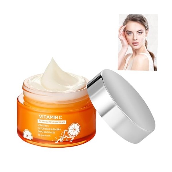 Crème à la Vitamine C,Crème au Vitamine C pour le Visage,Crème éclaircissante à la Vitamine C,Hydratant Pour Le Visage à La V