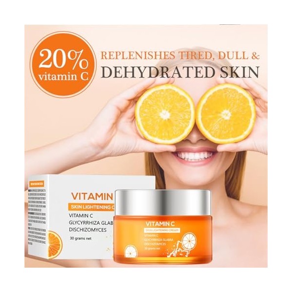 Crème à la Vitamine C,Crème au Vitamine C pour le Visage,Crème éclaircissante à la Vitamine C,Hydratant Pour Le Visage à La V