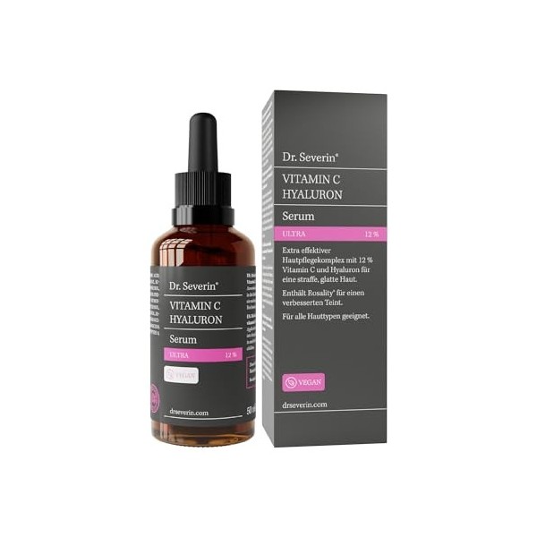 Dr. Severin Sérum hyaluronique ultra 12 % vitamine C 50 ml I Sérum pour le visage hautement concentré I avec acide hyaluroniq