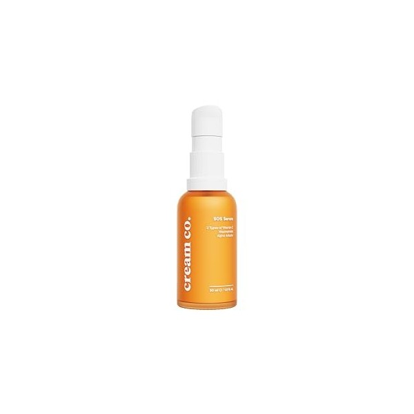 cream co. Sérum SOS pour tous types de peau, 30 ml, vitamine C qui protège contre les facteurs environnementaux, sérum hydrat