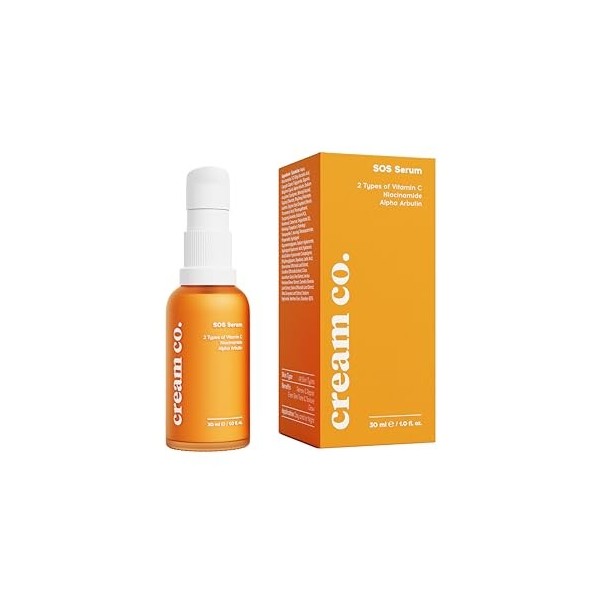 cream co. Sérum SOS pour tous types de peau, 30 ml, vitamine C qui protège contre les facteurs environnementaux, sérum hydrat