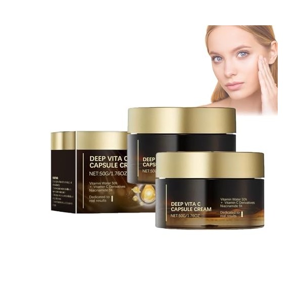 Dyceittdia 2pcs Crème à la Vitamine C, Crème pour le Visage à la Vitamine C, Raffermissant, Crème Hydratante et éclaircissant